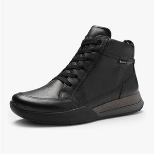 Women’s Black Leather High-Top Sneakers